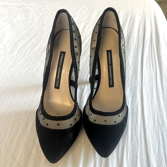 French Connection velvet and net pinup style heels - Picture 1 of 3